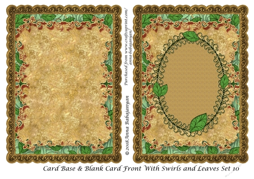 Card Base & Blank Card Front With Swirls and Leaves Set 10