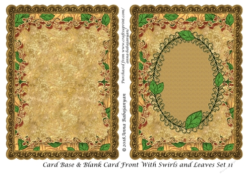 Card Base & Blank Card Front With Swirls and Leaves Set 11