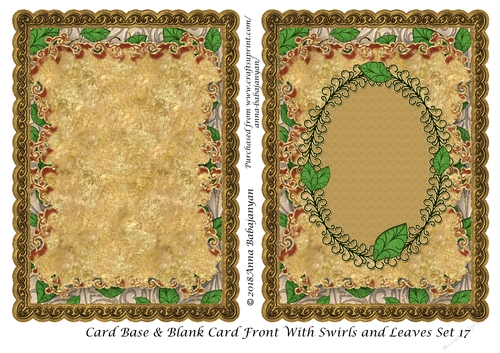 Card Base & Blank Card Front With Swirls and Leaves Set 17