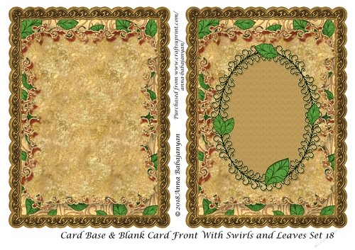 Card Base & Blank Card Front With Swirls and Leaves Set 18