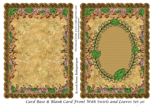 Card Base & Blank Card Front With Swirls and Leaves Set 20