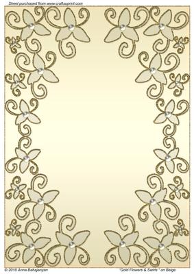 Gold Flowers & Swirls on Beige