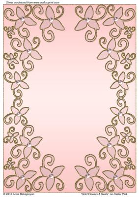 Gold Flowers & Swirls on Pastel Pink