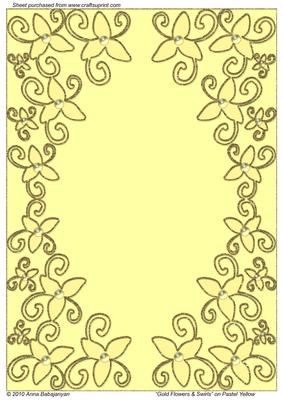 Gold Flowers & Swirls on Pastel Yellow