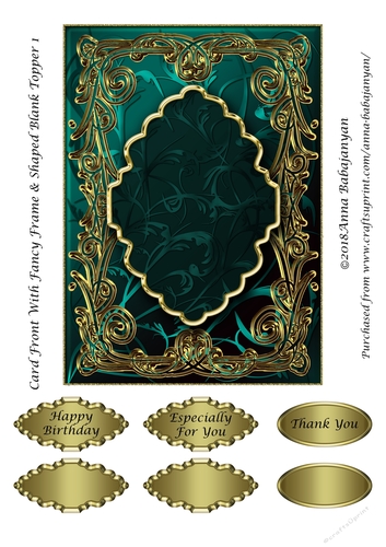 Card Front With Fancy Frame & Shaped Blank Topper 1