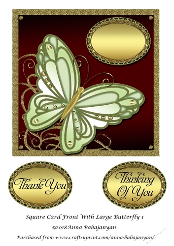 Square Card Front With Large Butterfly 1