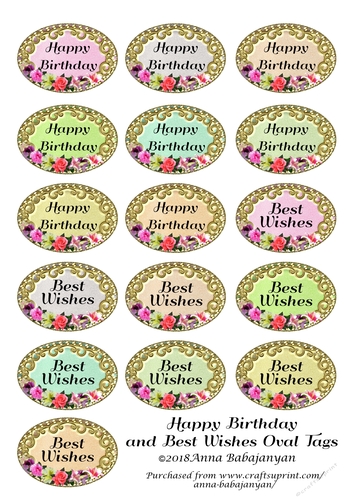 Happy Birthday and Best Wishes Oval Tags