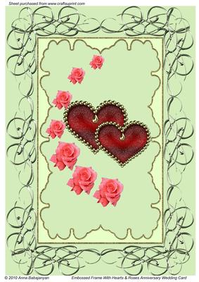 Embossed Frame with Hearts & Roses Anniversary/w Card (mint)