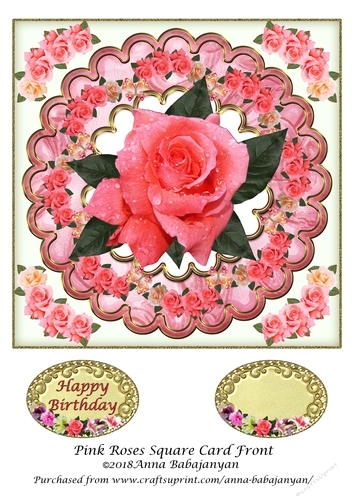 Pink Roses Square Card Front