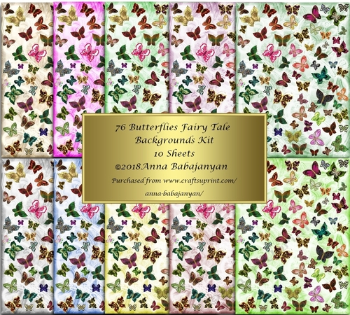 76 Butterflies Fairy Tale Backgrounds Kit