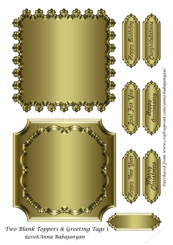 Two Blank Toppers & Greeting Tags 1