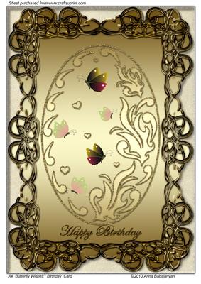 A4 Butterfly Wishes Birthday Card