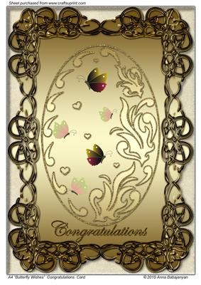 A4 "butterfly Wishes" Congratulations Card