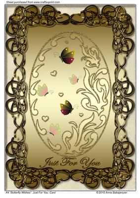 A4 "butterfly Wishes" Just for You Card