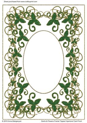 Swirls & Flowers Frame/ Topper/ Aperture/ Card Front (green)