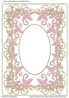 Swirls & Flowers Frame/ Topper/ Aperture/ Card Front (pink)