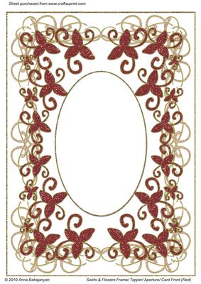 Swirls & Flowers Frame/ Topper/ Aperture/ Card Front (red)