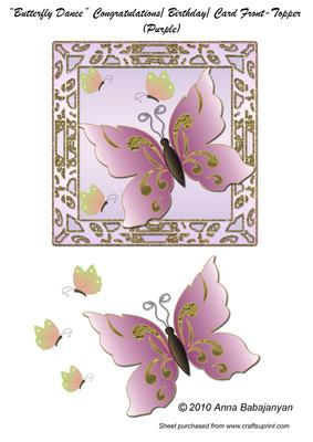 Butterfly Dance Congratulations/ Birthday Topper (purple)