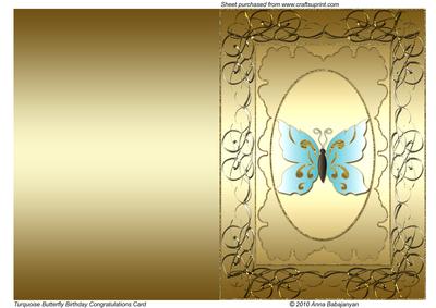 Turquoise Butterfly Birthday /congratulations Card
