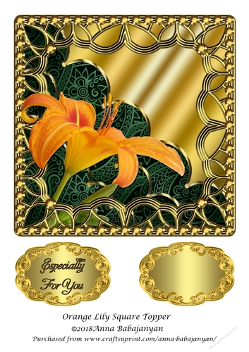 Orange Lily Square Topper