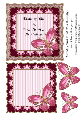 Birthday Card Front With Butterfly 1