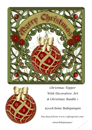 Christmas Topper With Decorative Art & Christmas Bauble 1