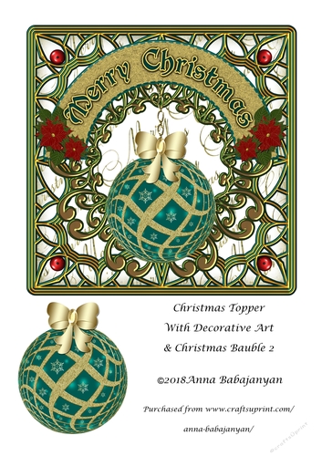 Christmas Topper With Decorative Art & Christmas Bauble 2