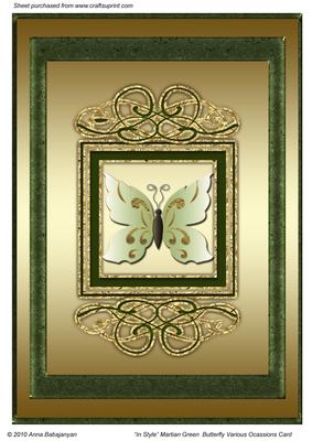 In Style Martian Green Butterfly Various Occasions Card