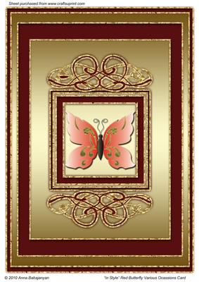 In Style Red Butterfly Various Occasions Card