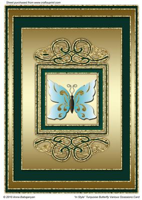 In Style Turquoise Butterfly Various Occasions Card
