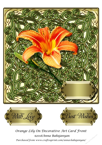 Orange Lily On Decorative Art Card Front