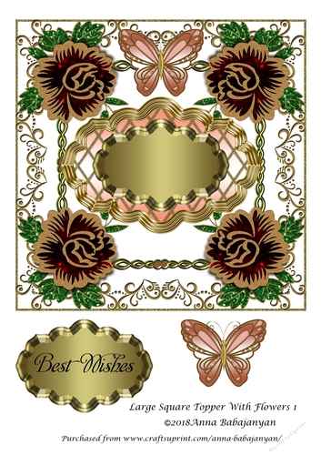 Large Square Topper With Flowers 1