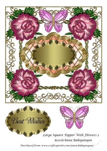 Large Square Topper With Flowers 2