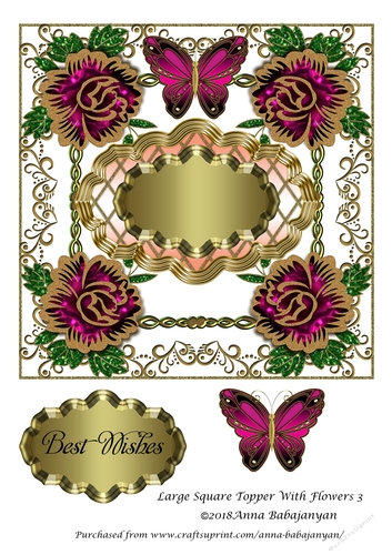 Large Square Topper With Flowers 3