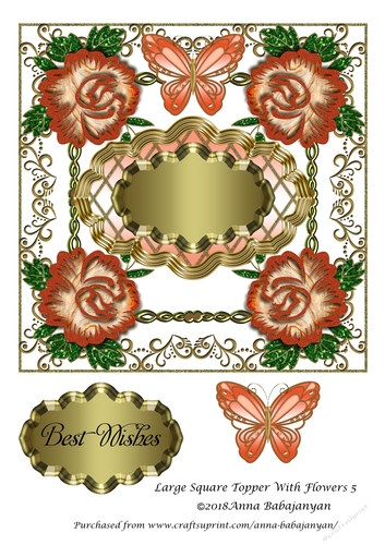 Large Square Topper With Flowers 5