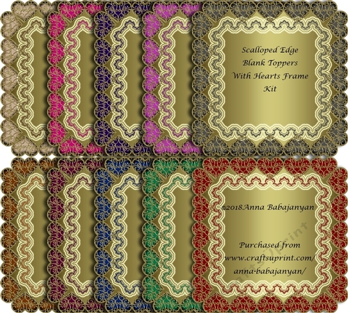 Scalloped Edge Blank Toppers With Hearts Frame Kit