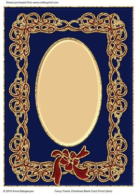 Fancy Frame Christmas Blank Card /front (blue)