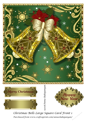 Christmas Bells Large Square Card Front 1