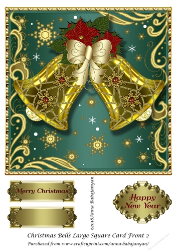 Christmas Bells Large Square Card Front 2
