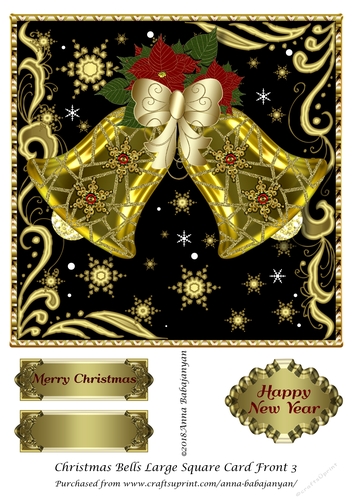 Christmas Bells Large Square Card Front 3