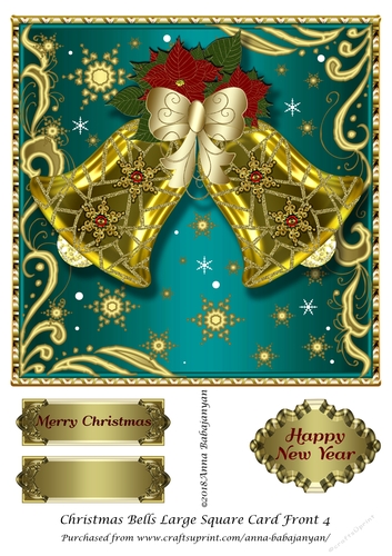 Christmas Bells Large Square Card Front 4