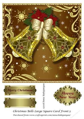 Christmas Bells Large Square Card Front 5