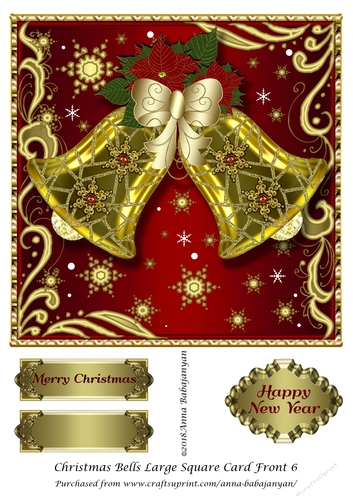Christmas Bells Large Square Card Front 6
