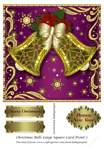 Christmas Bells Large Square Card Front 7