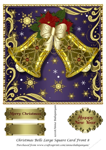Christmas Bells Large Square Card Front 8