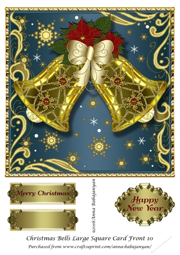 Christmas Bells Large Square Card Front 10