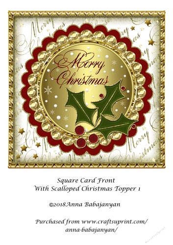 Square Card Front With Scalloped Christmas Topper 1