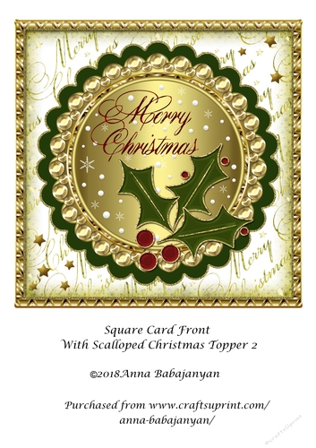 Square Card Front With Scalloped Christmas Topper 2
