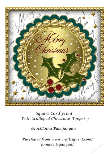 Square Card Front With Scalloped Christmas Topper 3