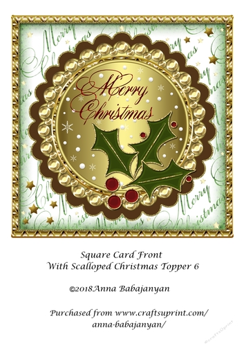 Square Card Front With Scalloped Christmas Topper 6